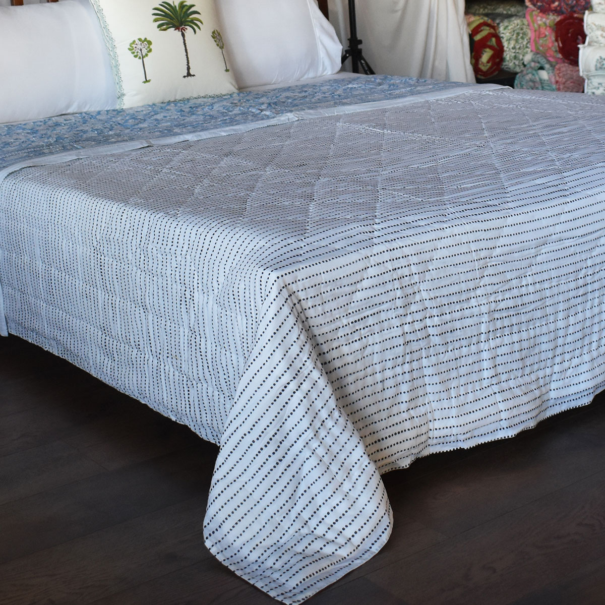 Hand Block Printed Cotton Twin Size Quilt Amarnath Marina 202302