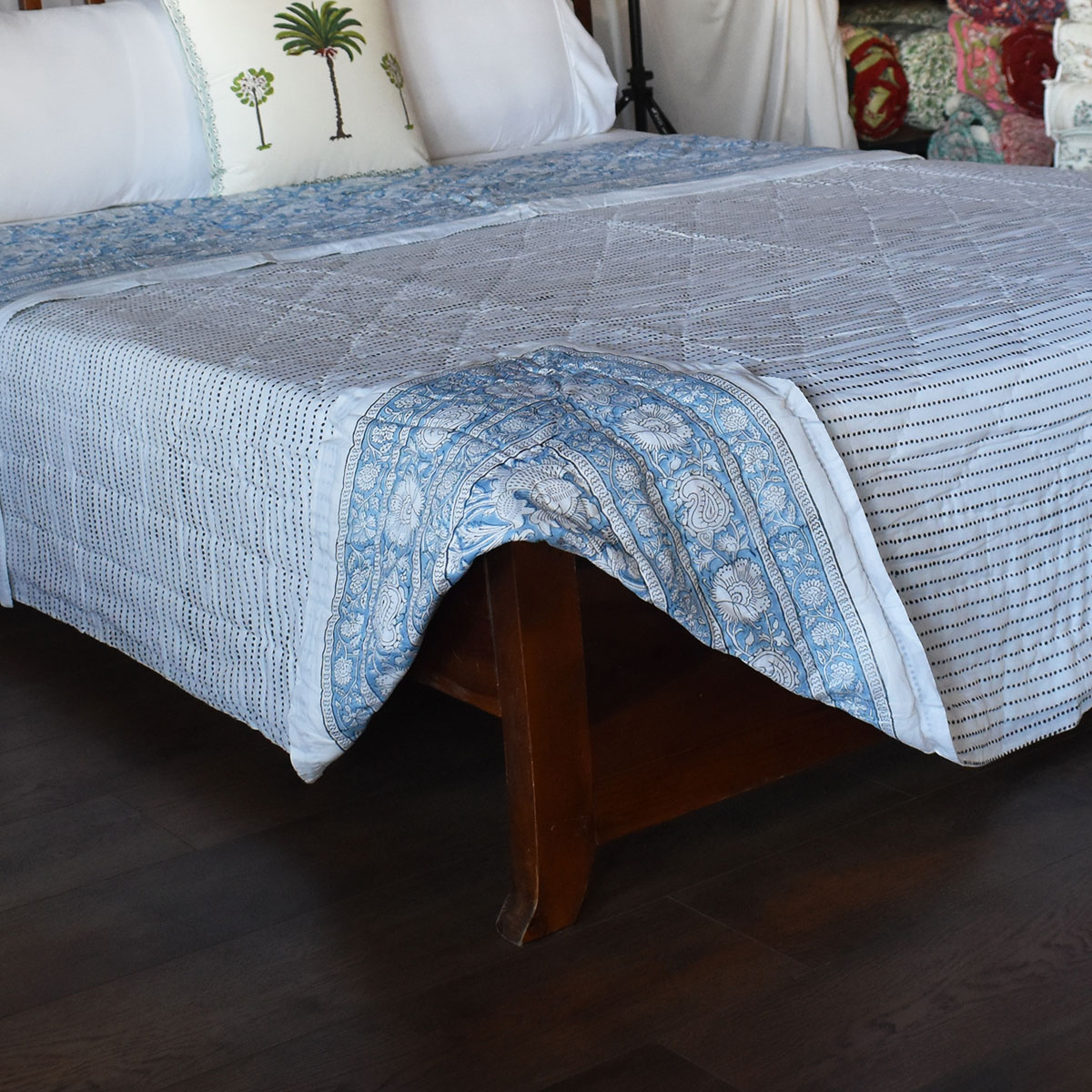 Hand Block Printed Cotton Queen Size Quilt Amarnath Marina 202302