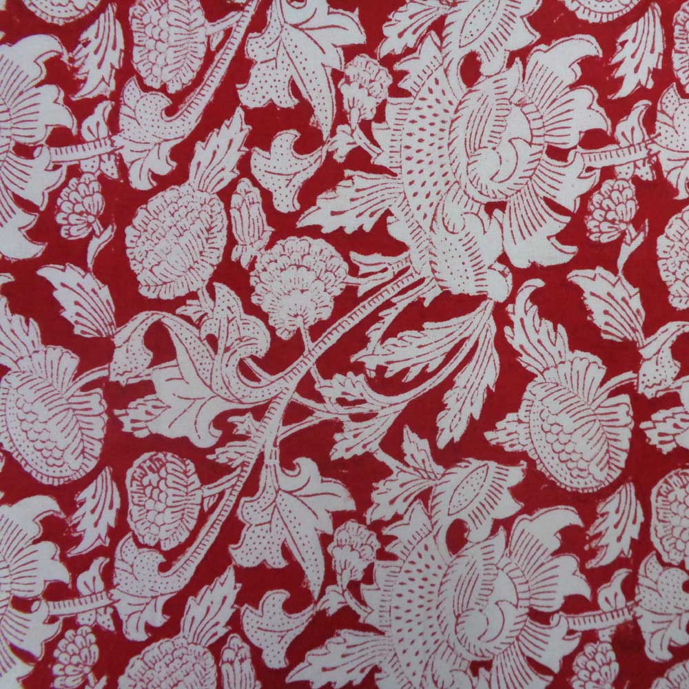 Hand Block Printed Cotton Napkin 45x45 cms Set of 4 Napkins Amarnath Rococco Red 200196