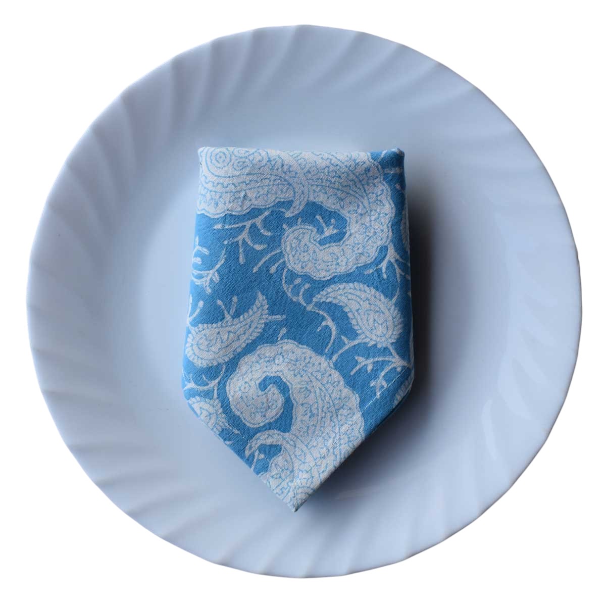 Hand Block Printed Cotton Napkin 45x45 cms Set of 4 Napkins Ambi Aqua Gud 200868