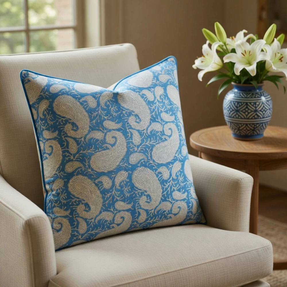Image of Piping Cushion Cover 50x50 cms | Ambi Aqua Gud 200868