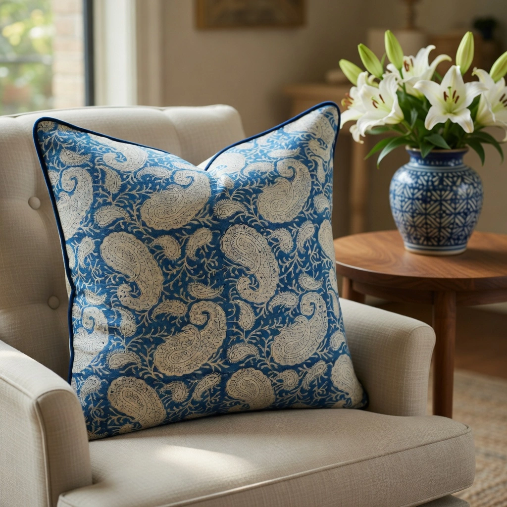 Piping Cushion Cover 50x50 cms Ambi Blue 202500