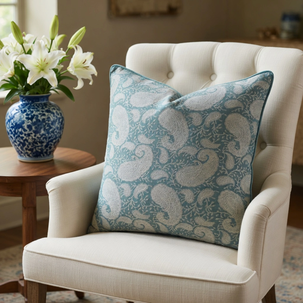 Piping Cushion Cover 50x50 cms Ambi Mineral Blue Gud 201582