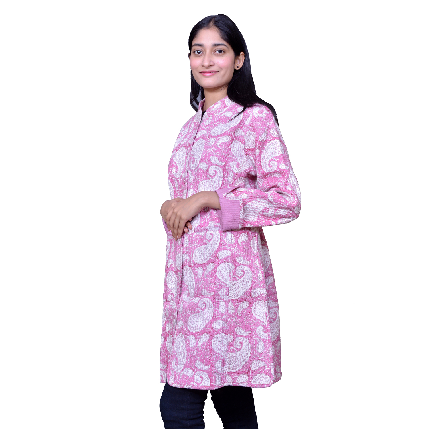 Quilted Jacket Size Long Length : Ambi Pink Gud 201563