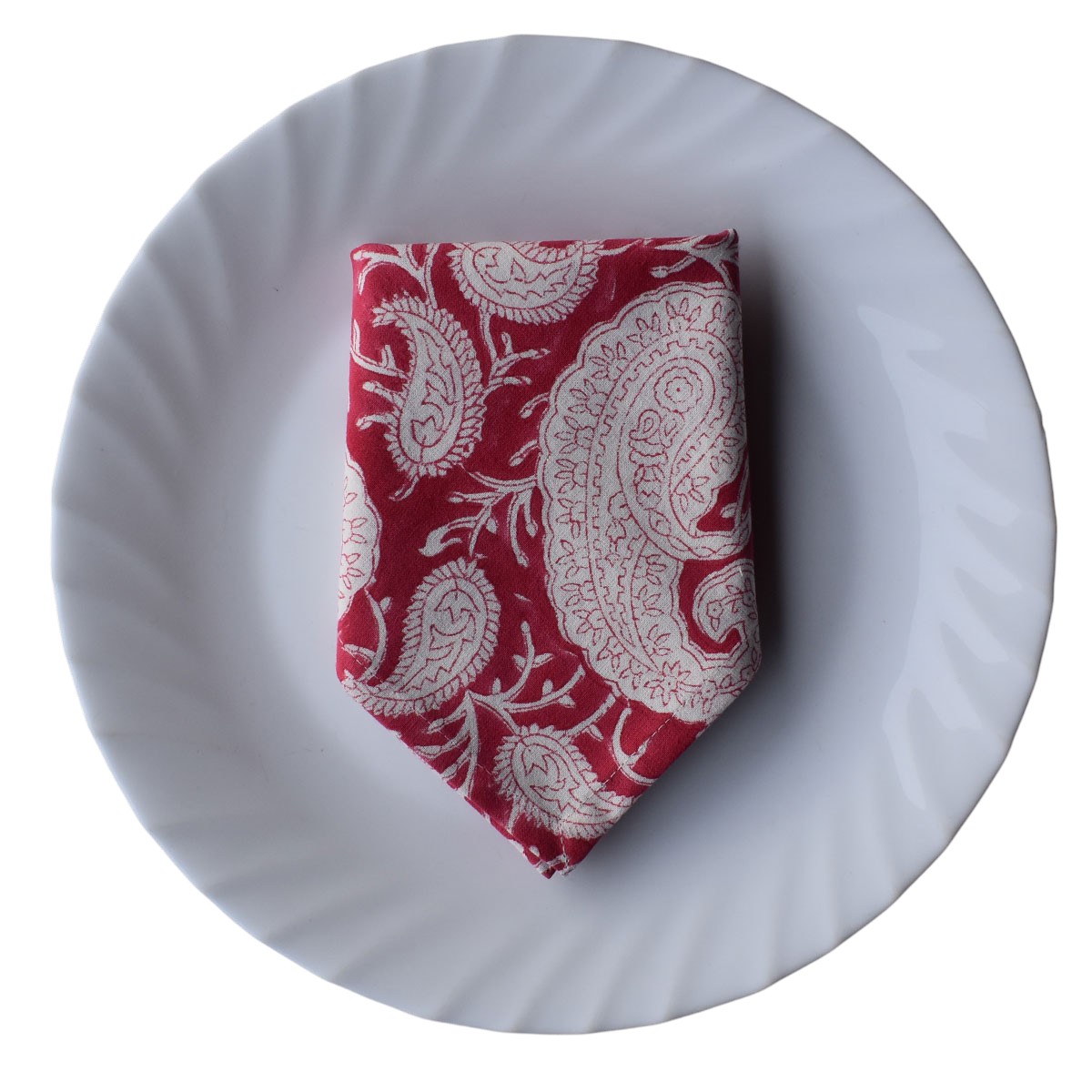 Hand Block Printed Cotton Napkin 45x45 cms Set of 4 Napkins Ambi Raspberry 620630