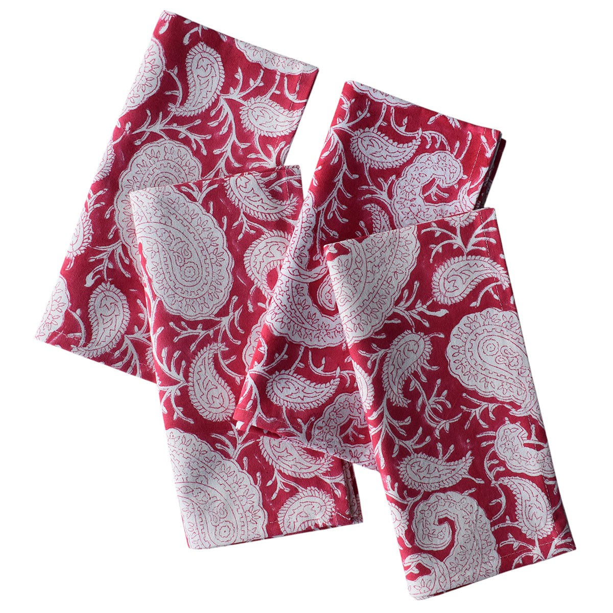 Hand Block Printed Cotton Napkin 45x45 cms Set of 4 Napkins Ambi Raspberry 620630