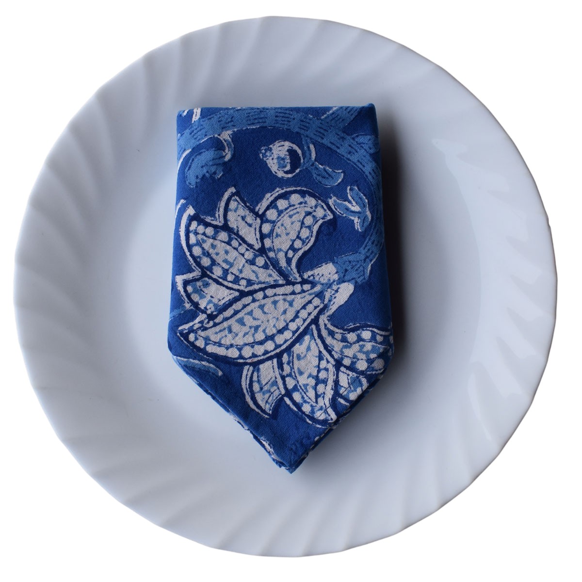 Hand Block Printed Cotton Napkin 45x45 cms Set of 4 Napkins Anarkali Blue Gud 106797