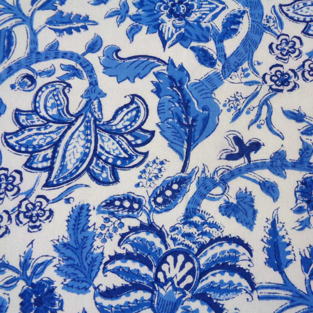 Hand Block Printed Cotton Napkin 45x45 cms Set of 4 Napkins Anarkali Blue Open 106795