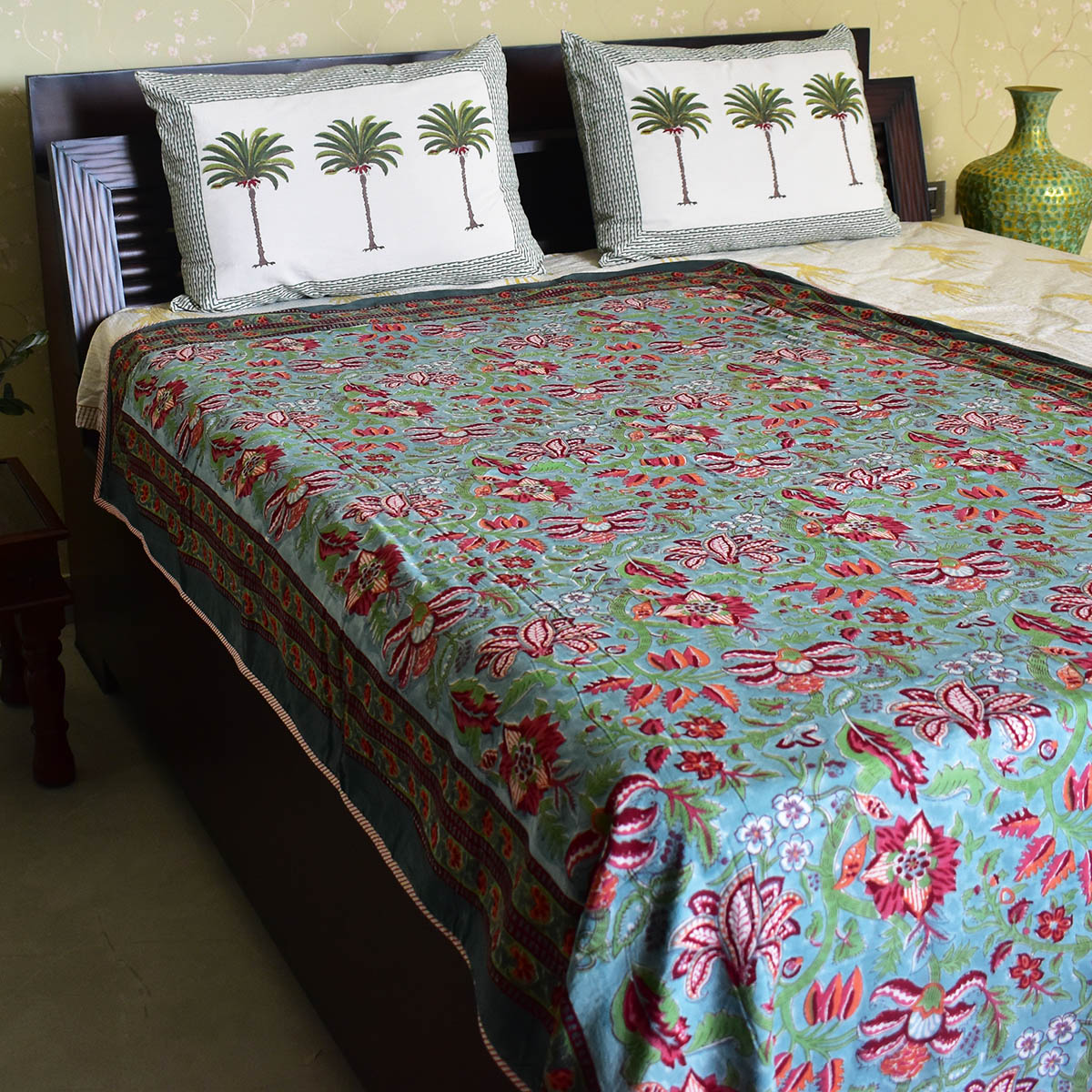 Hand Block Printed Cotton Twin Size Dohar  Anarkali Green Gud 106821