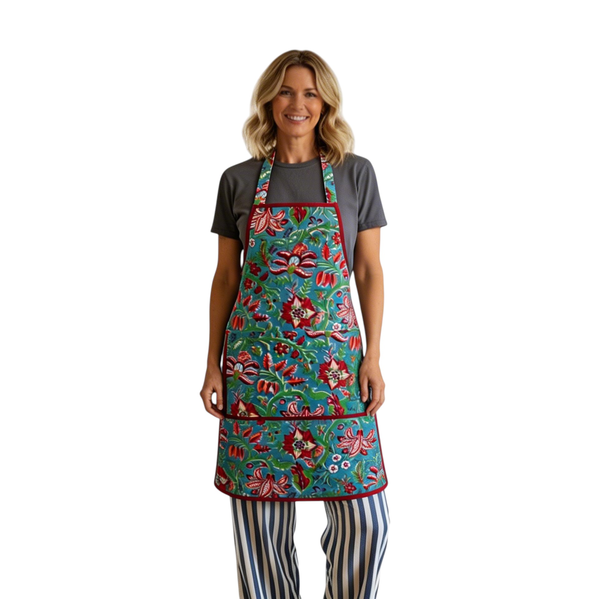 Indian Block-Printed 100 Cotton Apron Anarkali Green Gud 106821