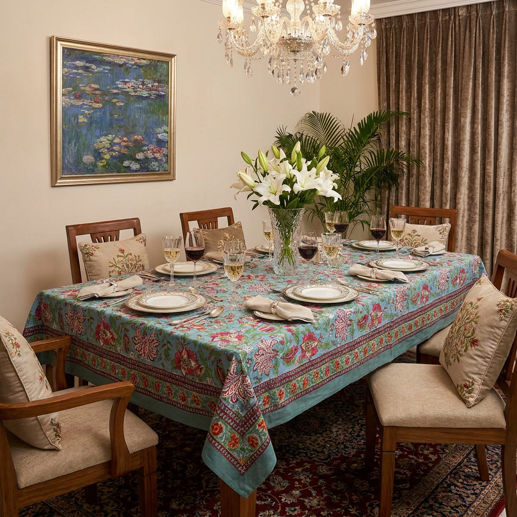 12 Seater Tablecloth 180x340 cms Anarkali Green Gud 106821