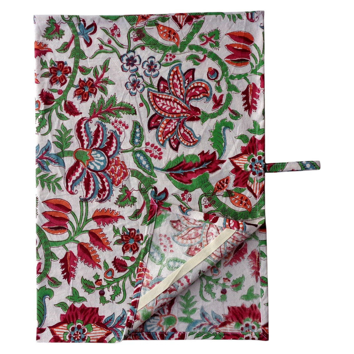 Hand Block Printed Cotton Kitchen Towels 50x70 cms Anarkali Green Open 106822