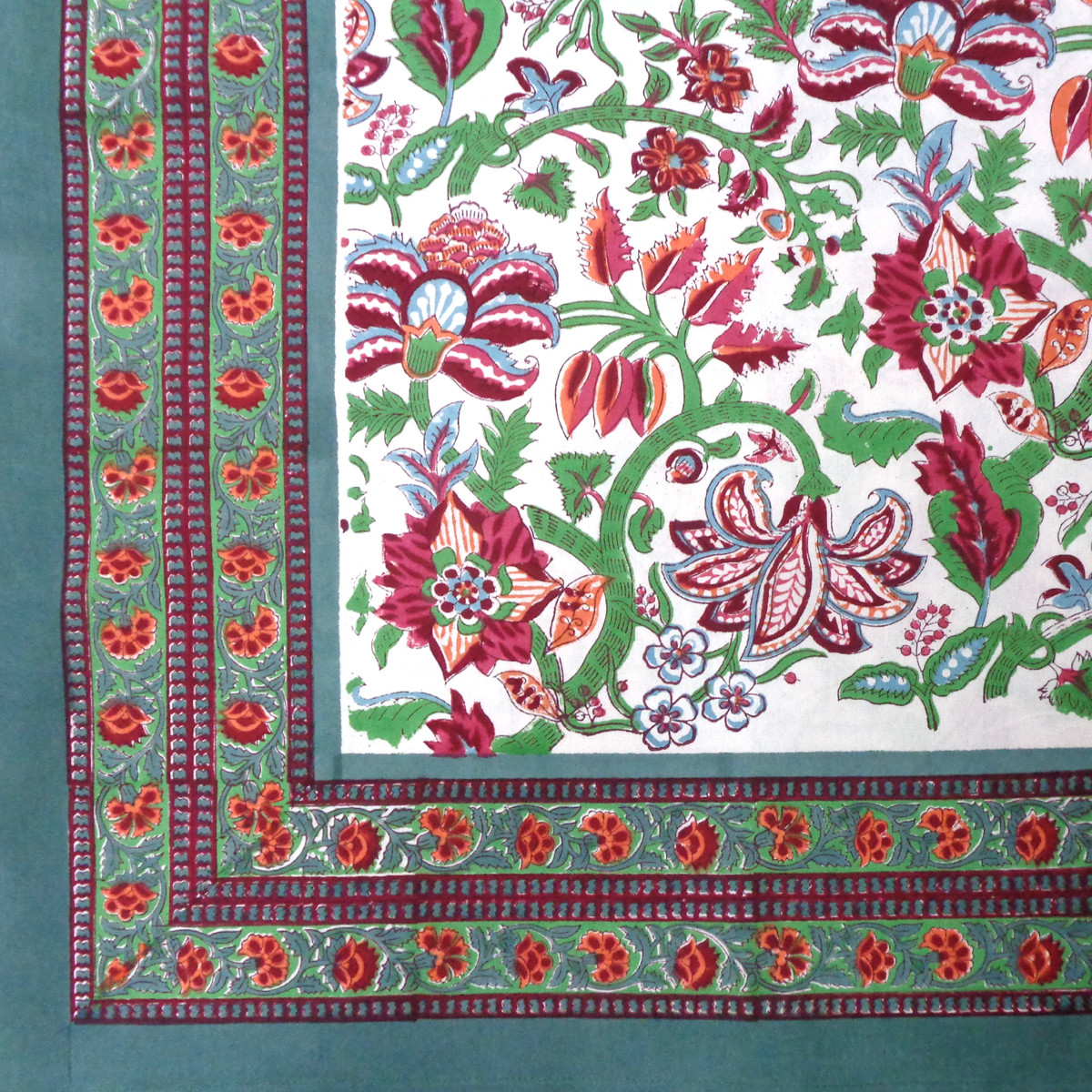 Hand Block PrintedTablecloth 180x270 cms Anarkali Green Open 106822