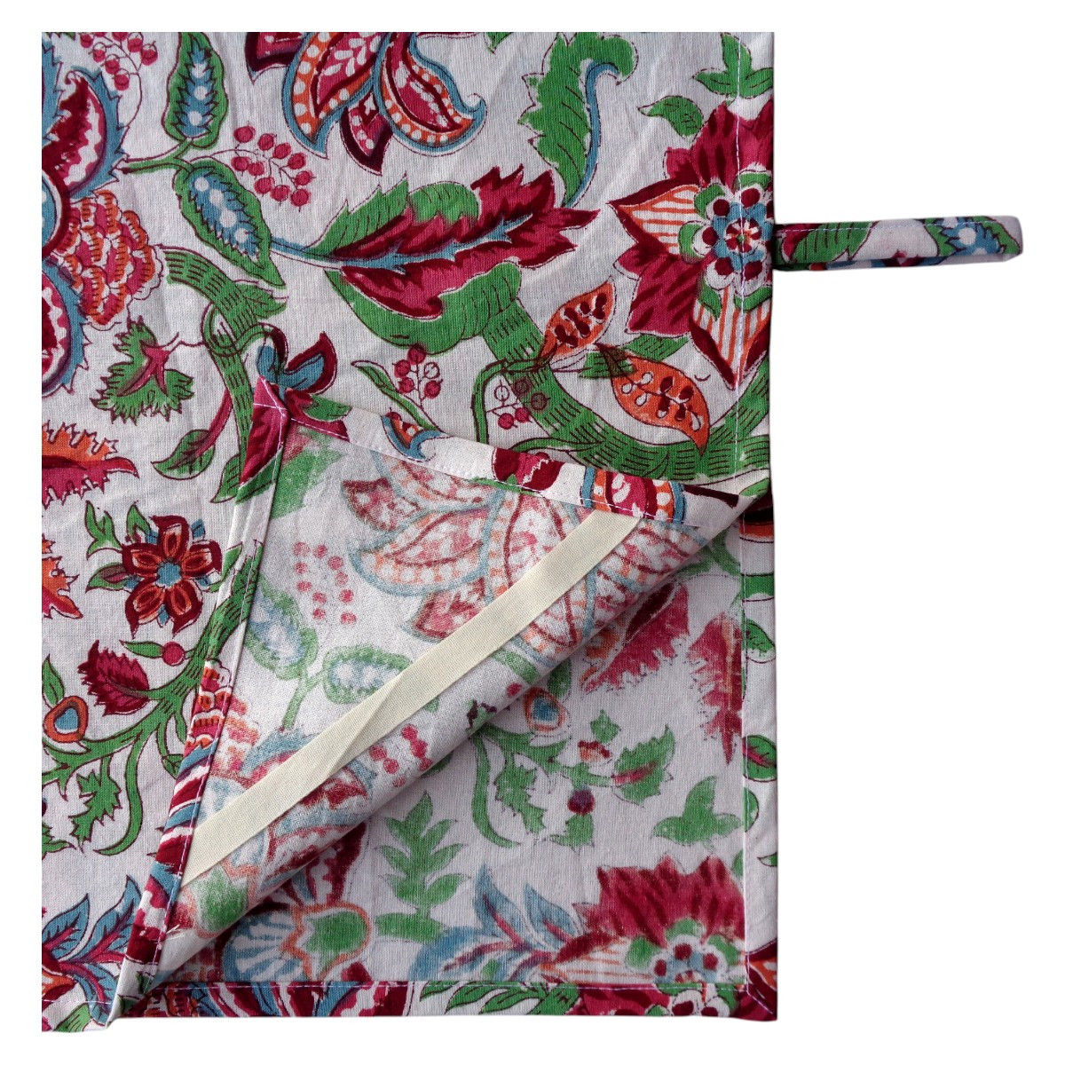 Hand Block Printed Cotton Kitchen Towels 50x70 cms Anarkali Green Open 106822