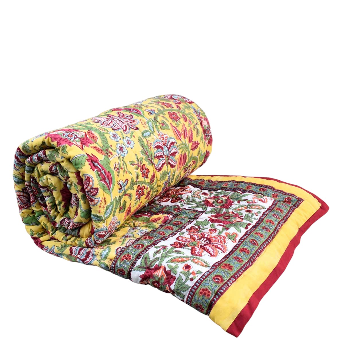 Queen Size Soft Cotton Quilt Handmade Anarkali Lime Gud 260620
