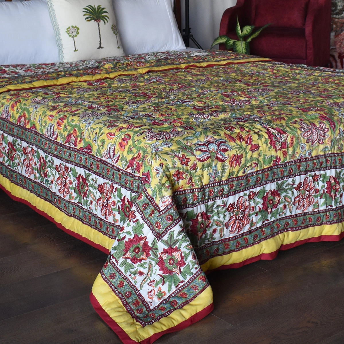 Queen Size Soft Cotton Quilt Handmade Anarkali Lime Gud 260620