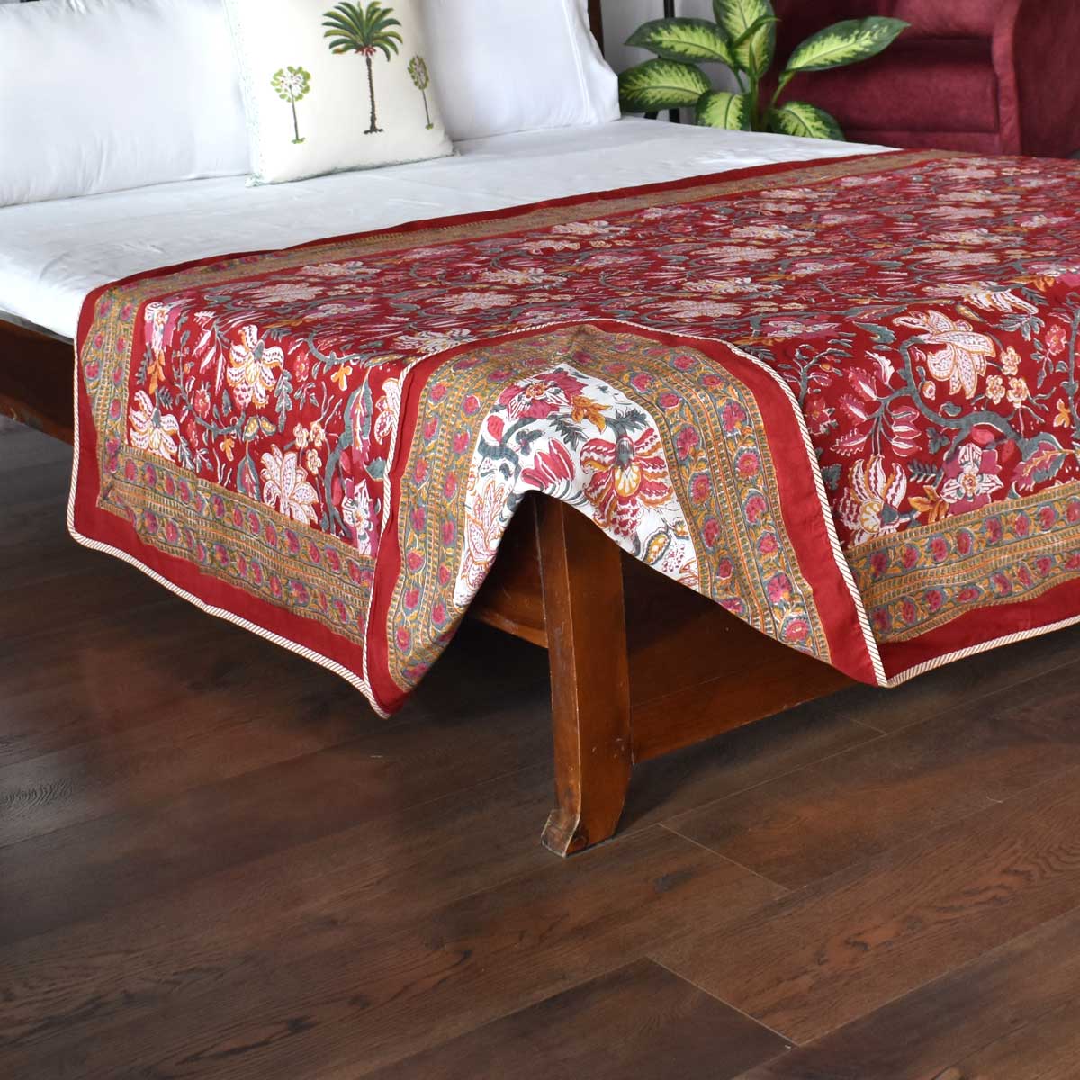 Hand Block Printed Cotton Twin Size Dohar  Anarkali Red 205851