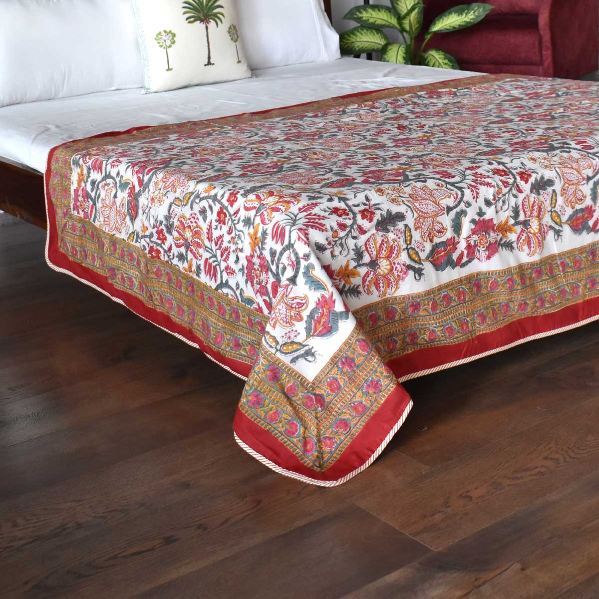 Hand Block Printed Cotton Twin Size Dohar  Anarkali Red 205851