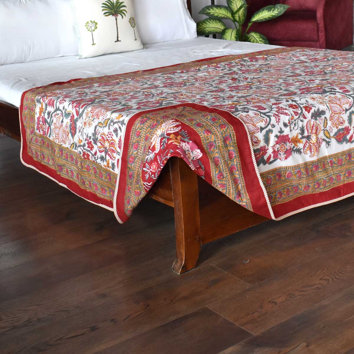 Hand Block Printed Cotton Twin Size Dohar  Anarkali Red 205851