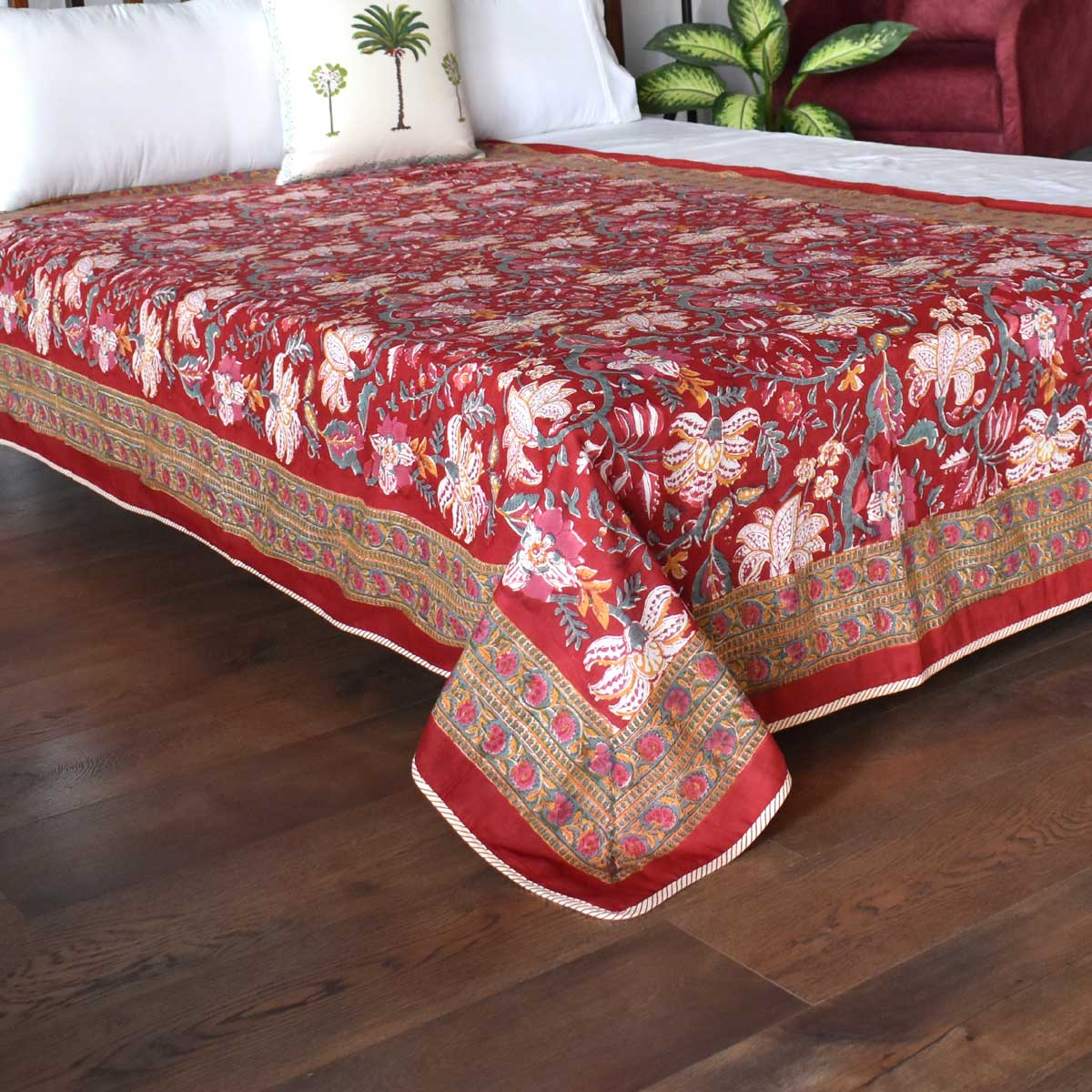 Hand Block Printed Cotton Twin Size Dohar  Anarkali Red 205851