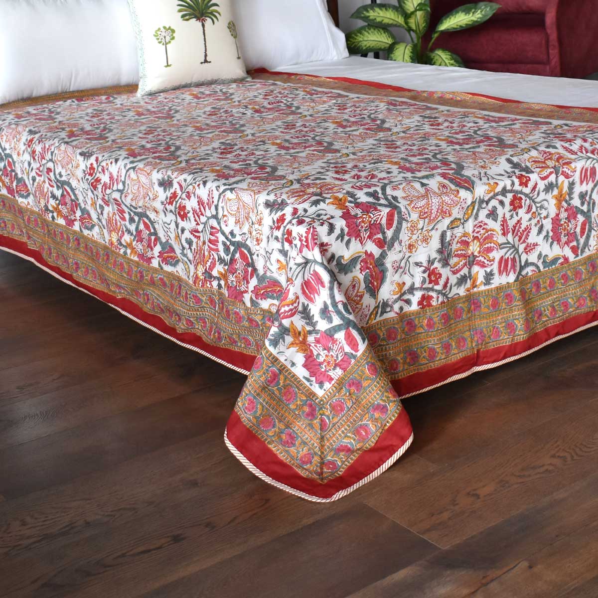 Hand Block Printed Cotton Twin Size Dohar  Anarkali Red 205851