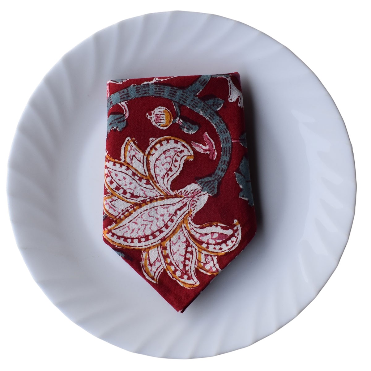 Hand Block Printed Cotton Napkin 45x45 cms Set of 4 Napkins  Anarkali Red Gud 201397