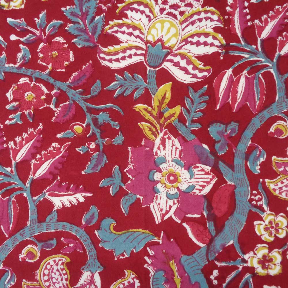 Hand Block Printed Cotton Napkin 45x45 cms Set of 4 Napkins  Anarkali Red Gud 201397