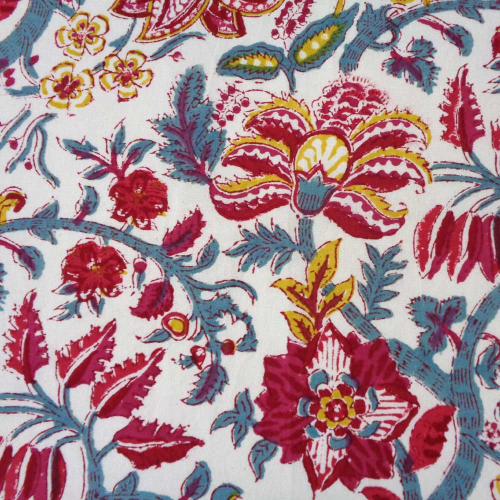 Hand Block Printed Cotton Napkin 45x45 cms Set of 4 Napkins Anarkali Red Open 200652