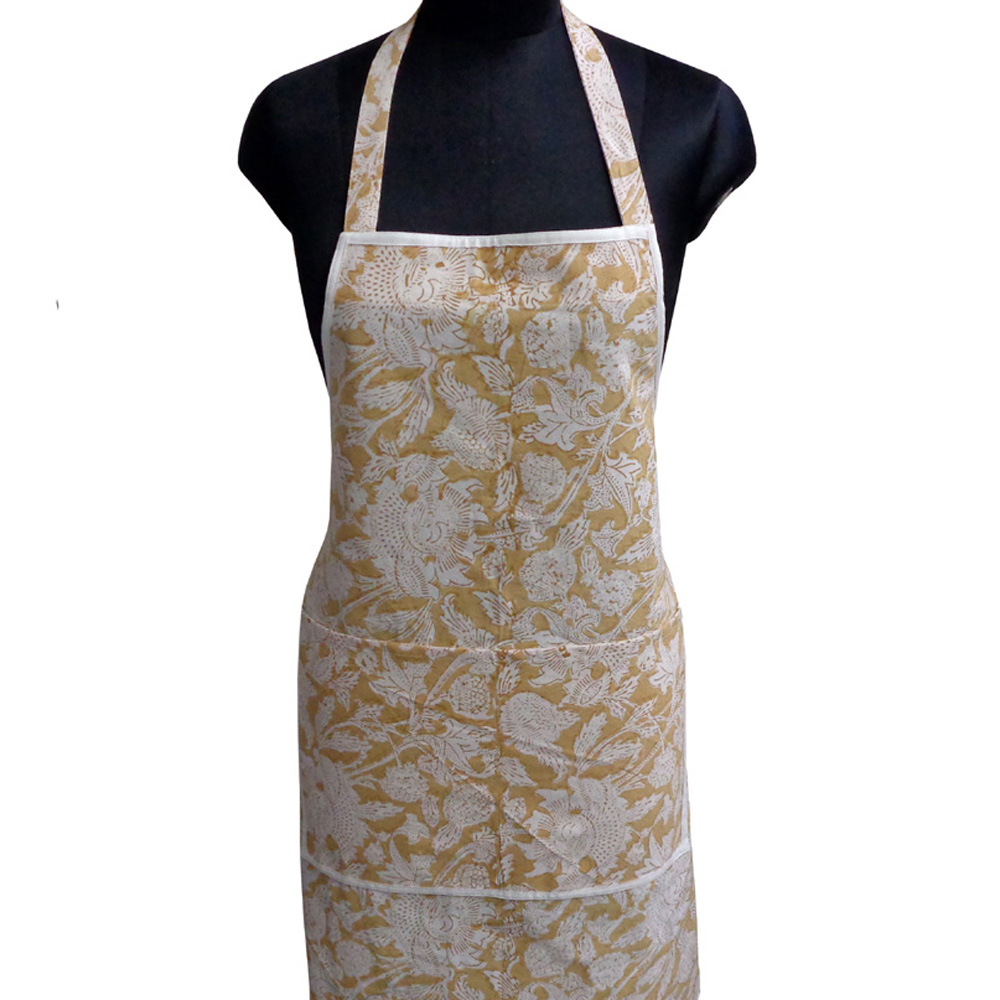 Indian Block-Printed 100 Cotton Apron Amarnath Beige Gud 207851