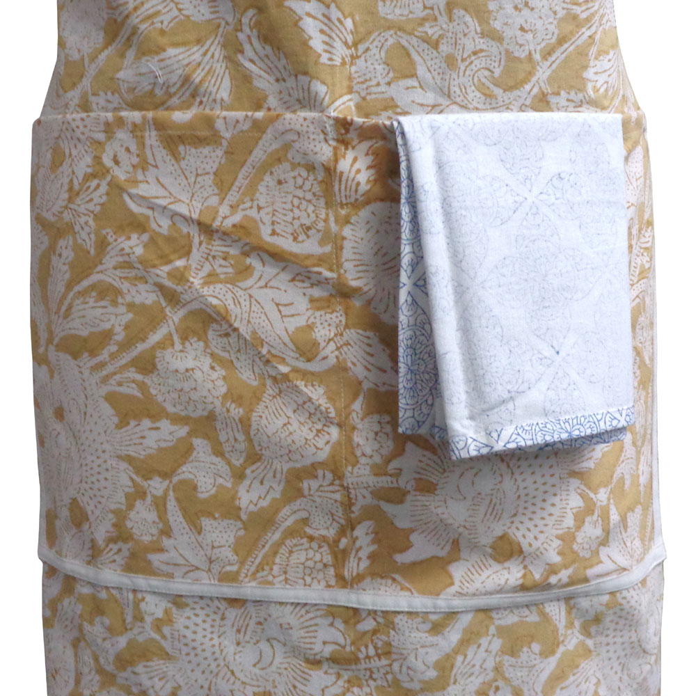 Indian Block-Printed 100 Cotton Apron Amarnath Beige Gud 207851