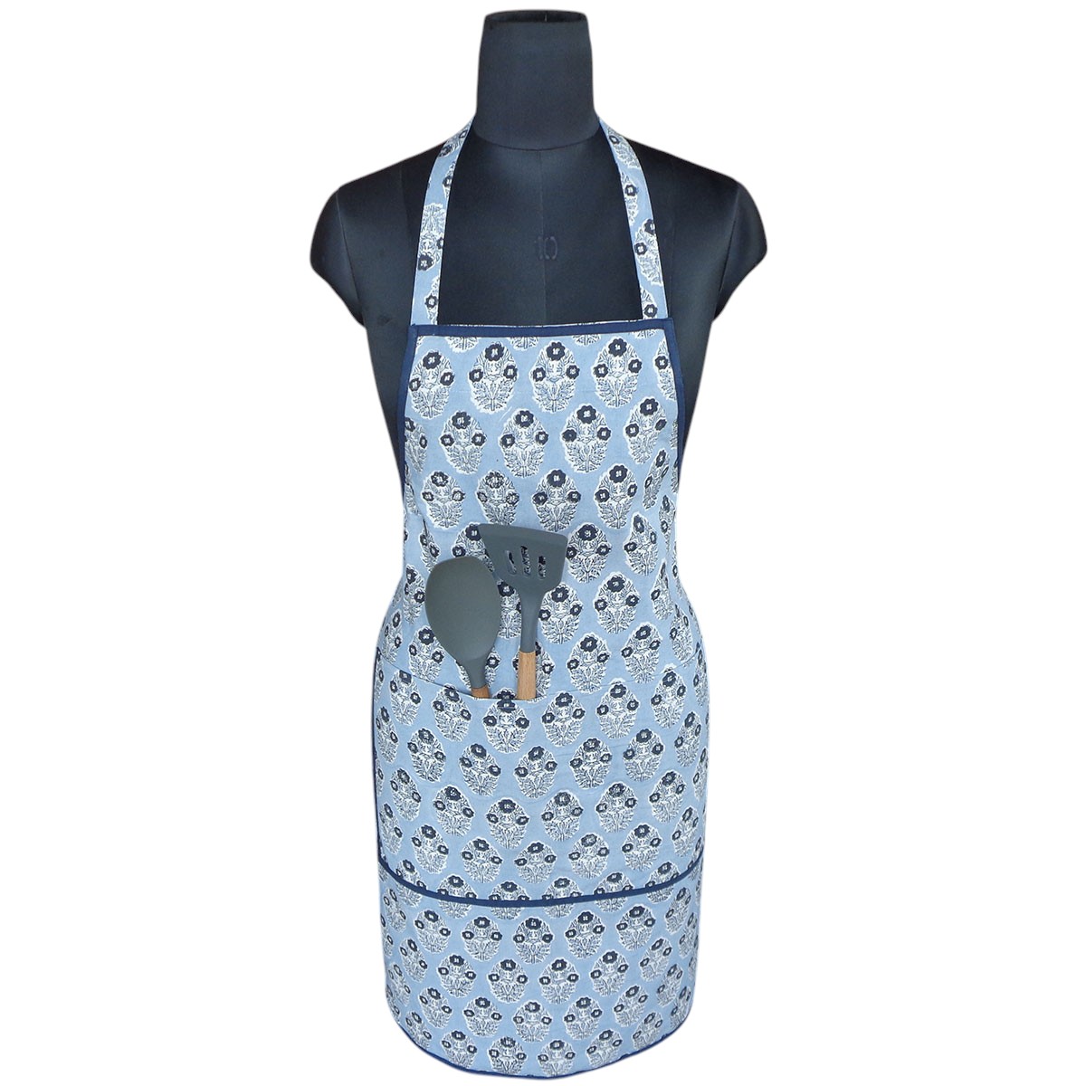 Indian Block-Printed 100 Cotton Apron Boota Starlight Patti Gud 202505