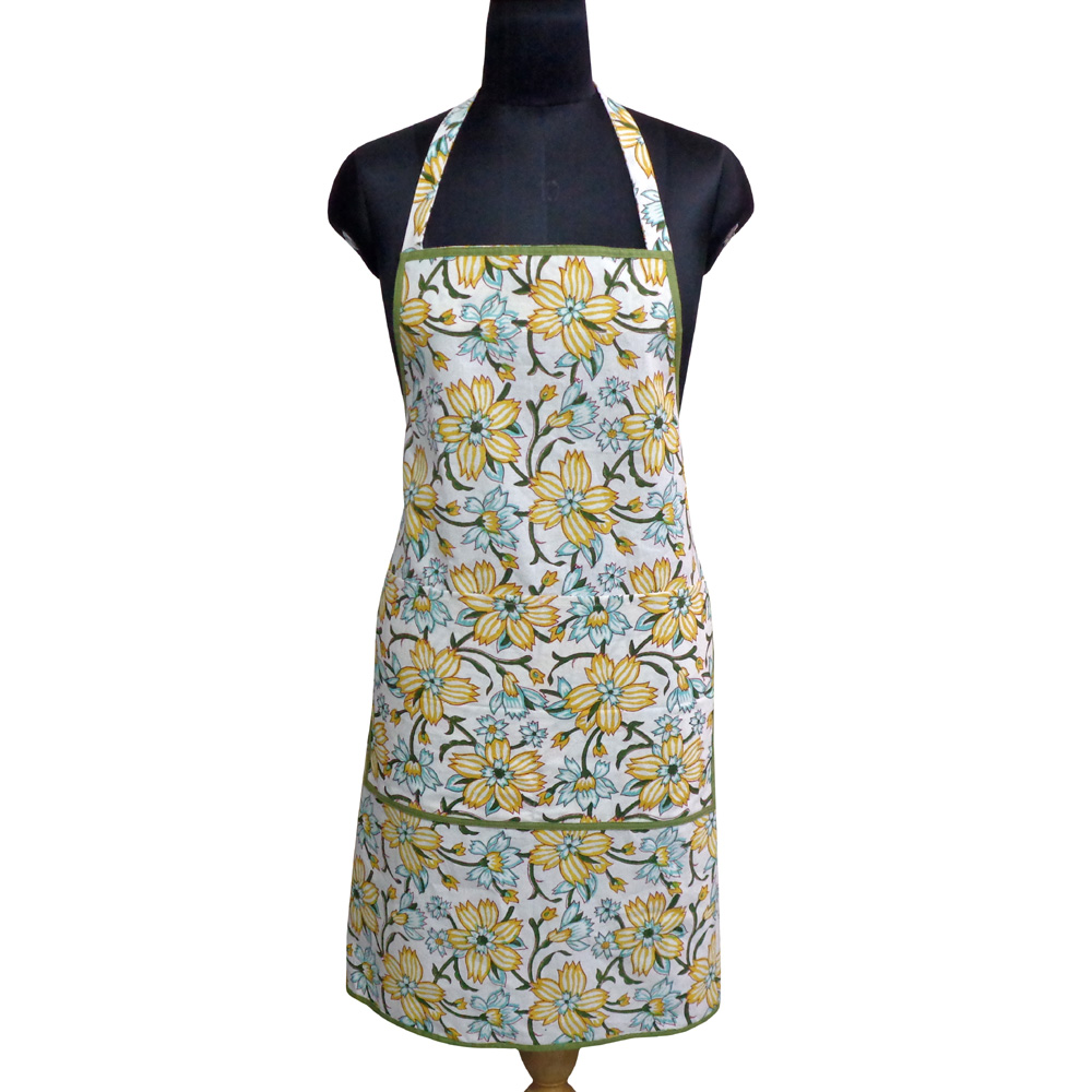 Indian Block-Printed 100 Cotton Apron Champa Kali 204564