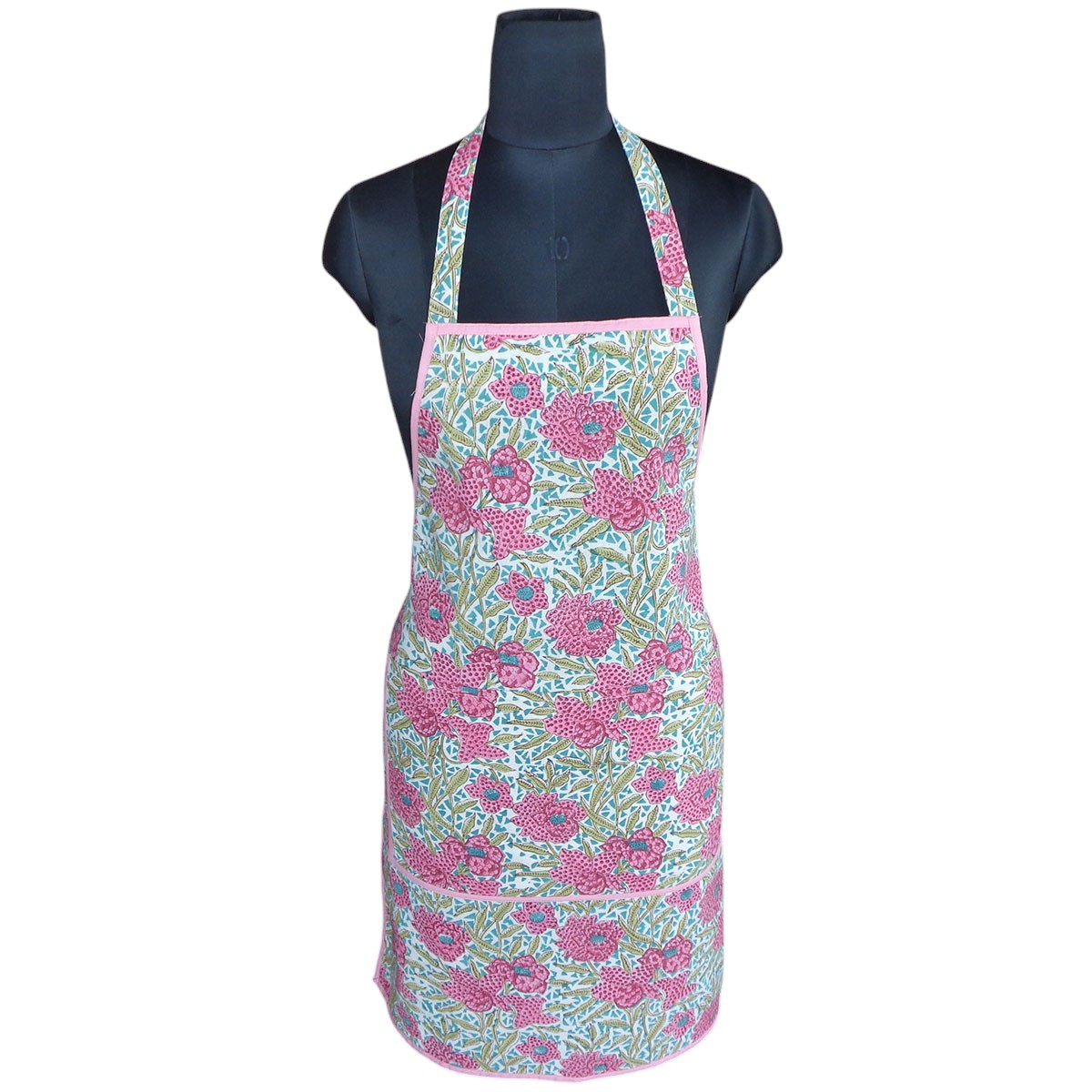 Indian Block-Printed 100 Cotton Apron Flower Candy 620637