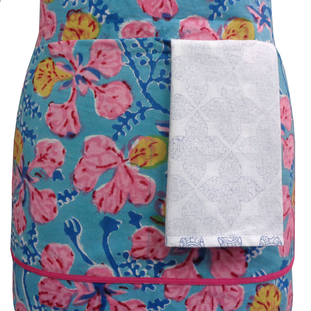 Indian Block-Printed 100 Cotton Apron Gulmohar Gud 208199