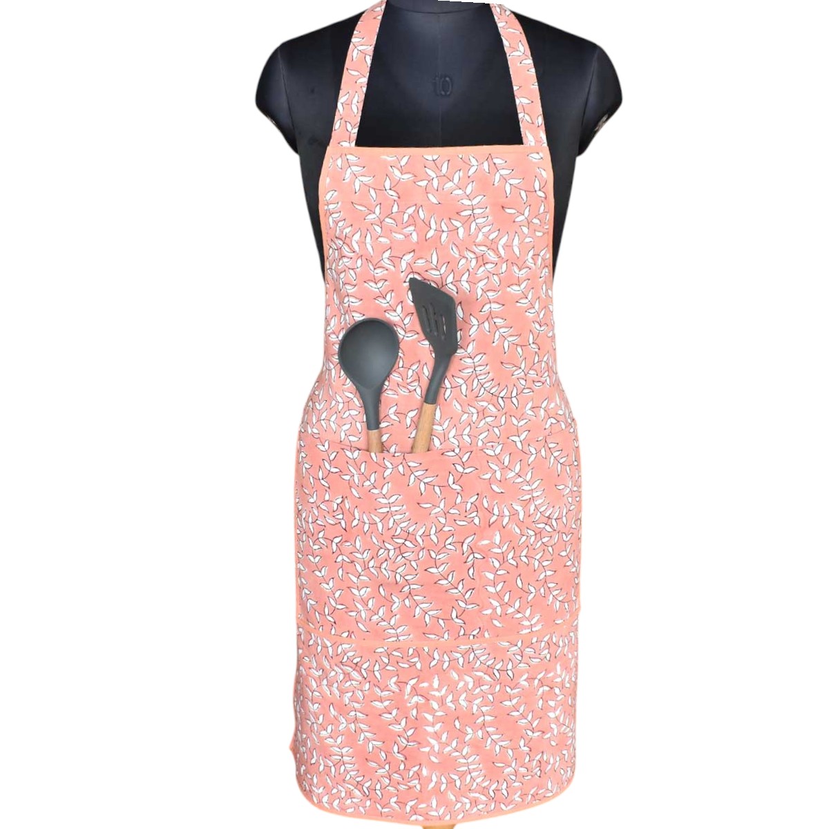 Indian Block-Printed 100 Cotton Apron Harmony Peach Fill 260415