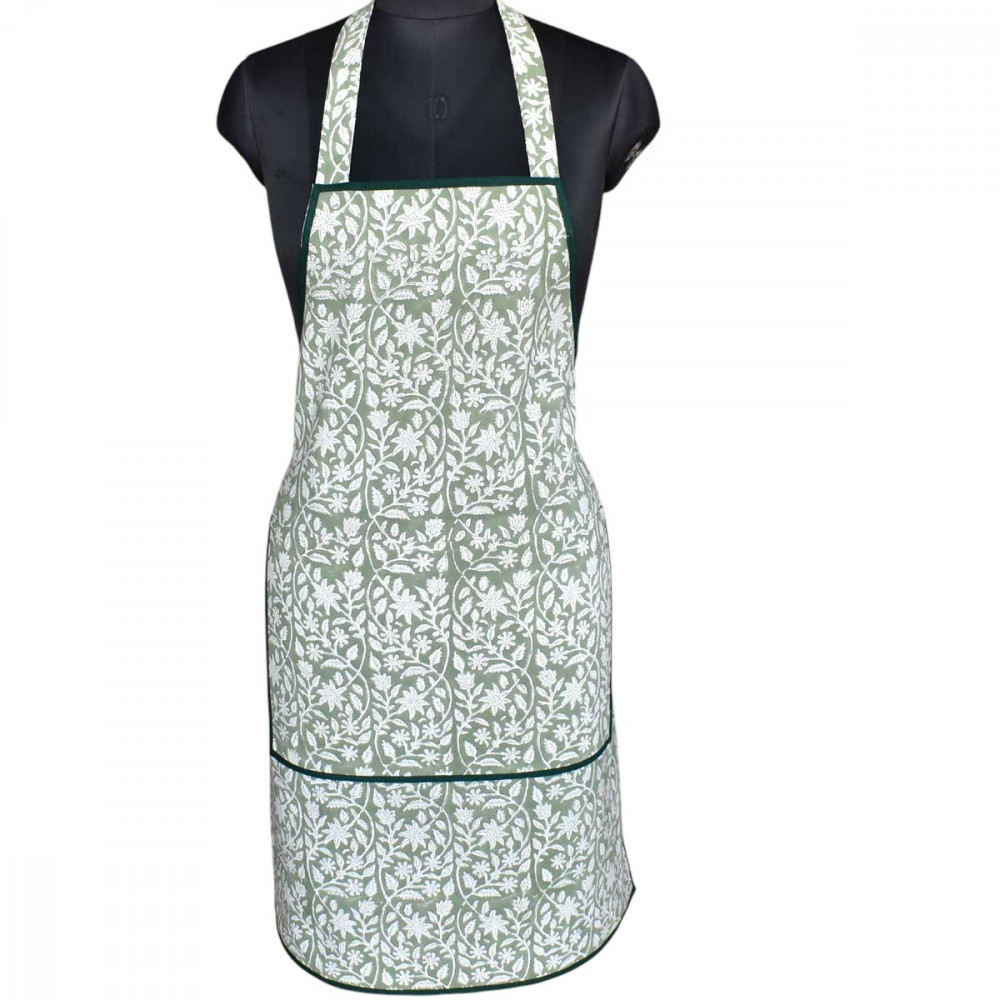 Image of Indian Block-Printed 100% Cotton Apron | Mogra 202540
