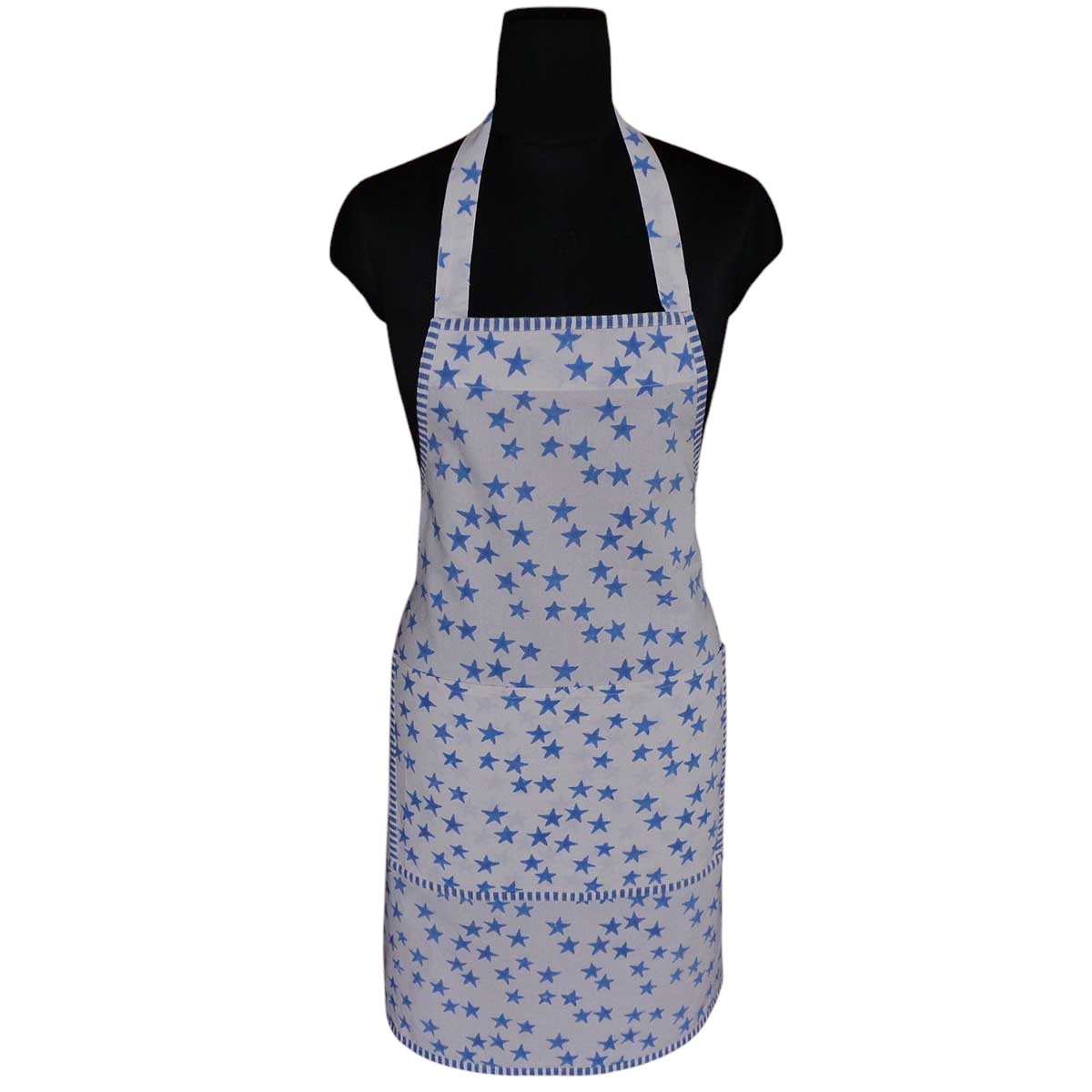 Indian Block-Printed 100 Cotton Apron Star Blue 202509