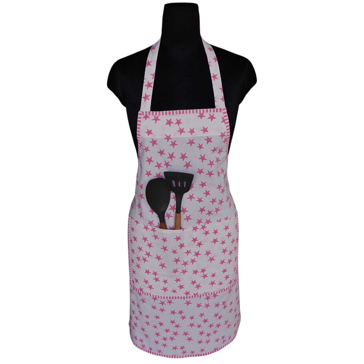 Indian Block-Printed 100 Cotton Apron Star Pink 202511