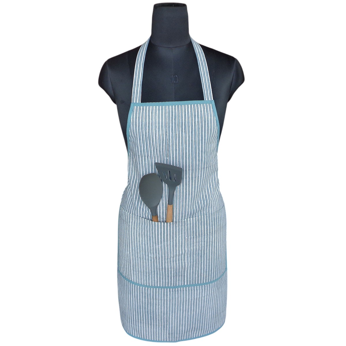 Indian Block-Printed 100 Cotton Apron Two Stripe Starlight 202212