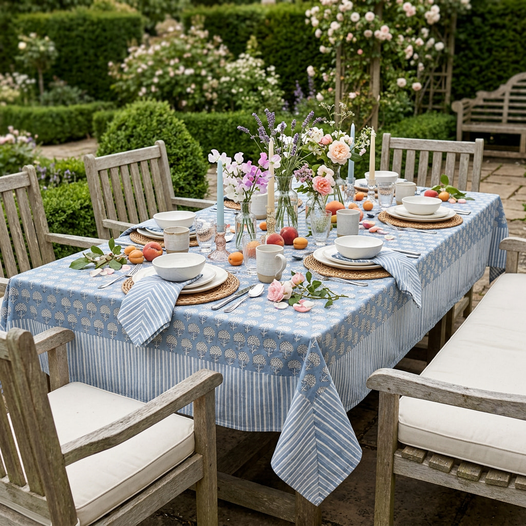 10 Seater Tablecloth 180x270 cms Artichoke Pearl Blue 251210