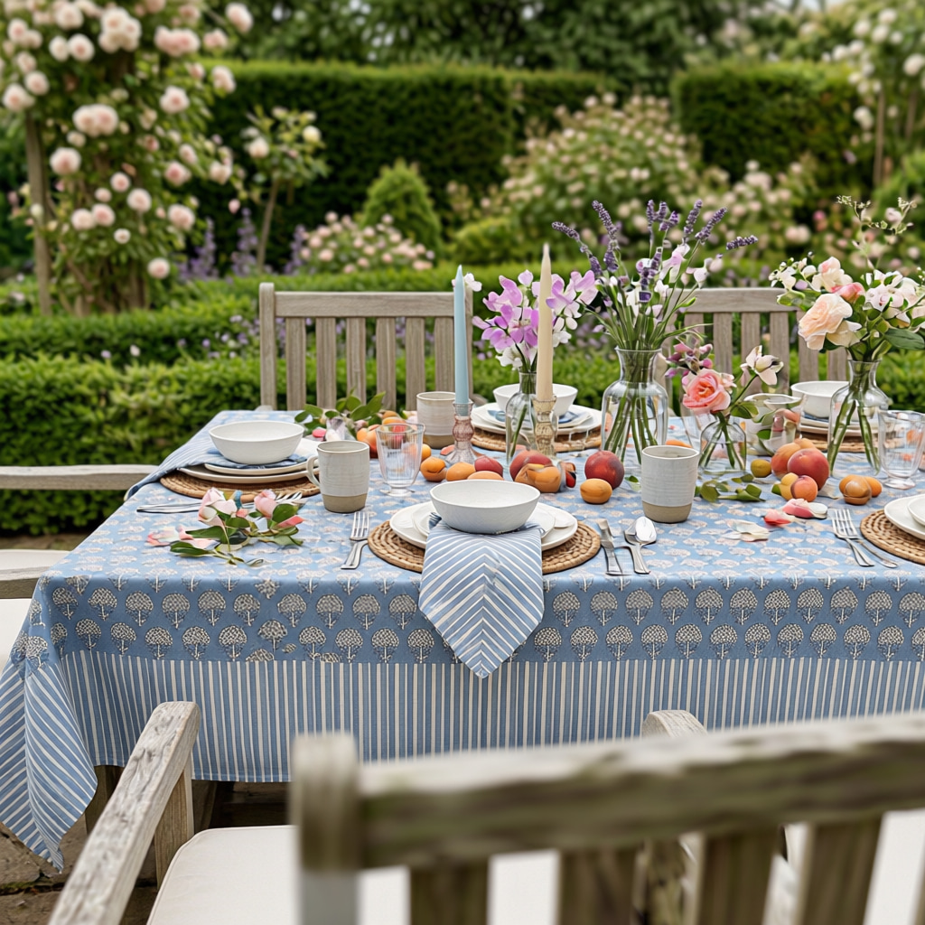 10 Seater Tablecloth 180x270 cms Artichoke Pearl Blue 251210
