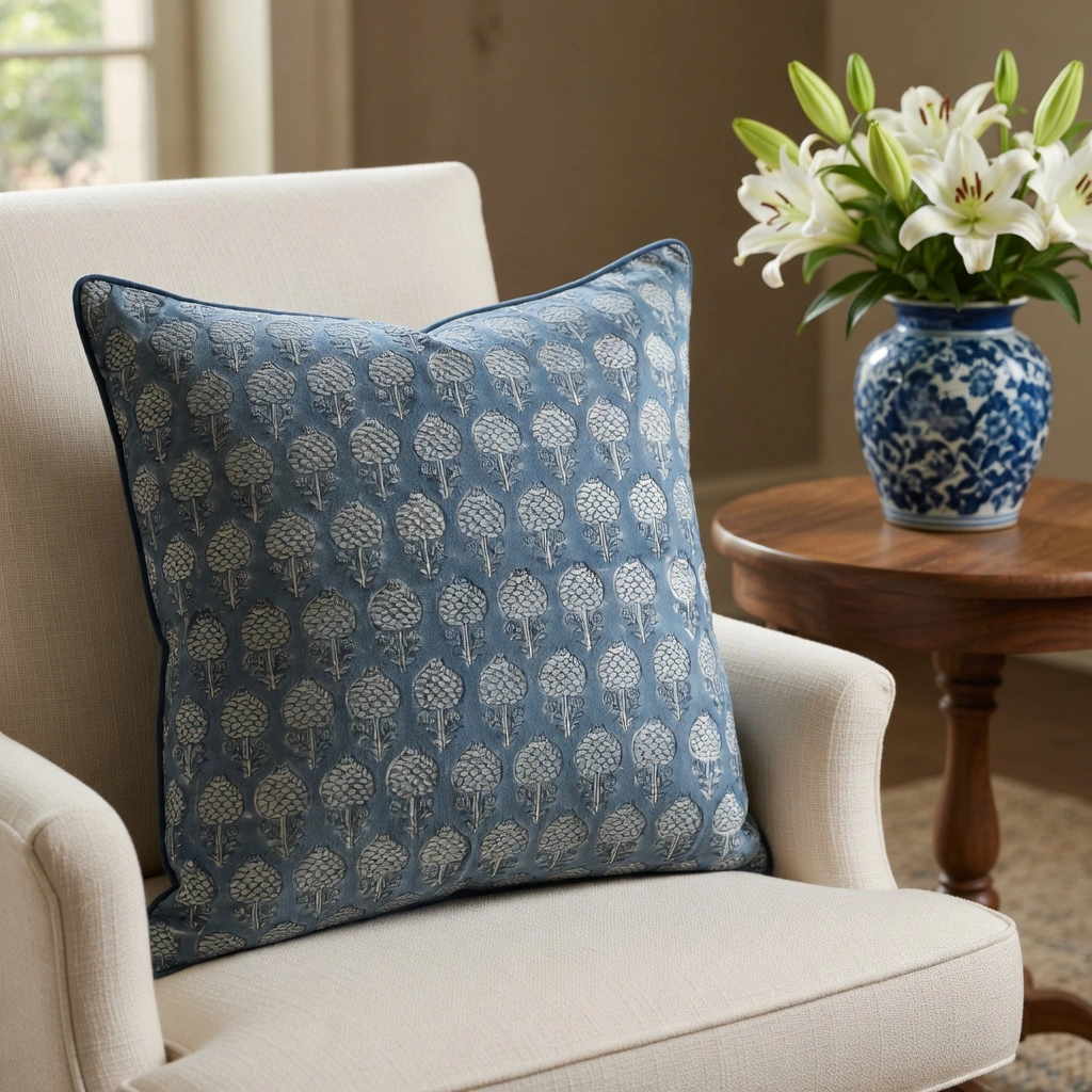 Piping Cushion Cover 50x50 cms Artichoke Pearl Blue 251210