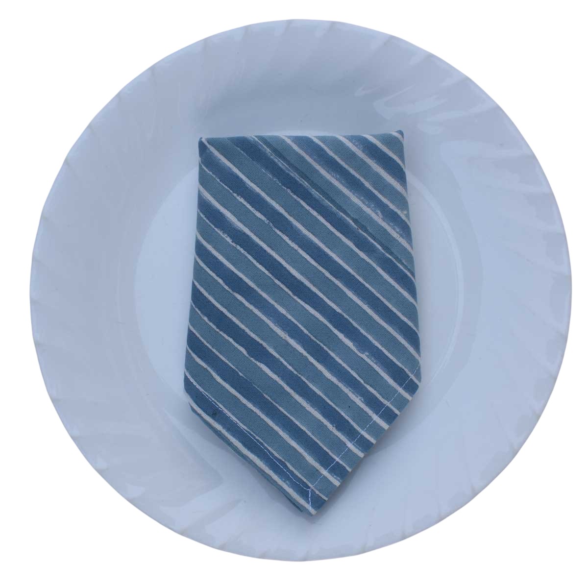 Hand Block Printed Cotton Napkin 45x45 cms Set of 4 Napkins Artichoke Stripe 262404
