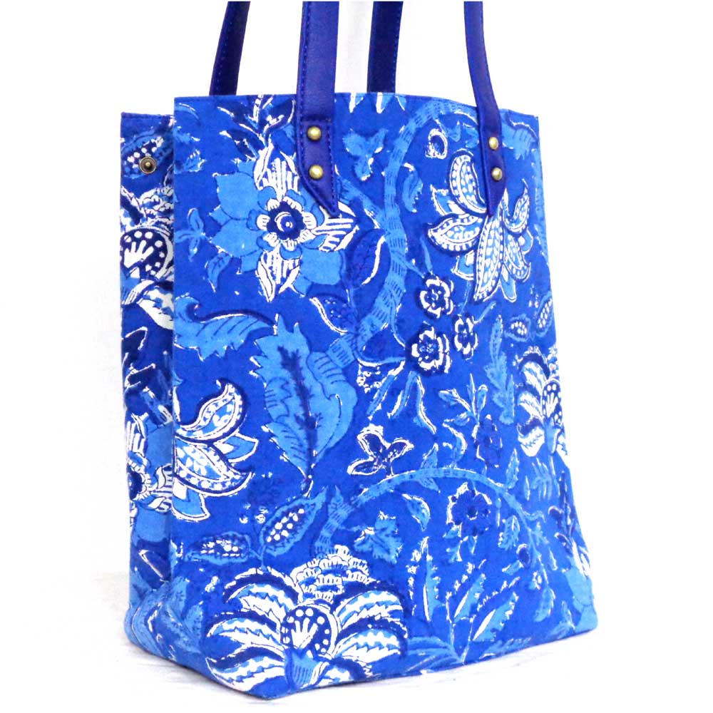 Hand Block Printed Cotton Hand Bags Anarkali Blue Gud 106797