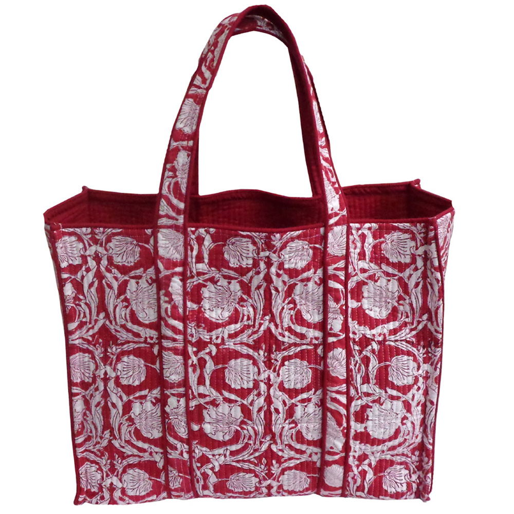 Hand Block Printed Cotton Quilted Tote Bag Bauhaus Lolipop 502191
