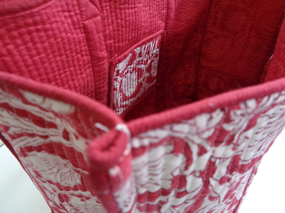 Hand Block Printed Cotton Quilted Tote Bag Bauhaus Lolipop 502191