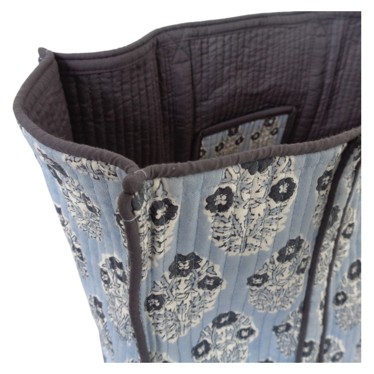 Hand Block Printed Cotton Quilted Tote Bag  Boota Starlight Patti Gud 202505