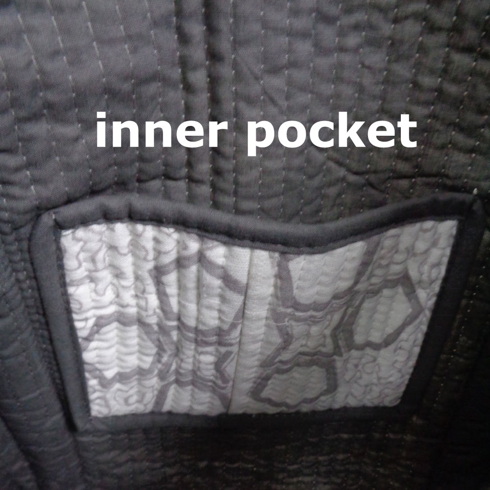 Hand Block Printed Cotton Quilted Tote Bag Geo Chokri Grey 206186