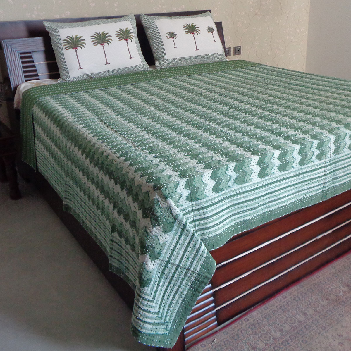 Hand Block Printed Cotton Kantha Queen Size 202544