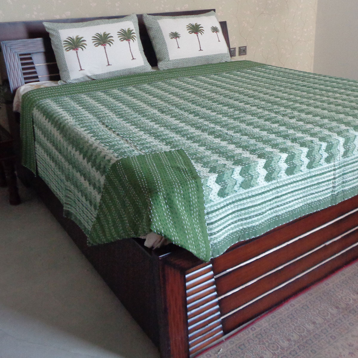 Hand Block Printed Cotton Kantha Queen Size 202544